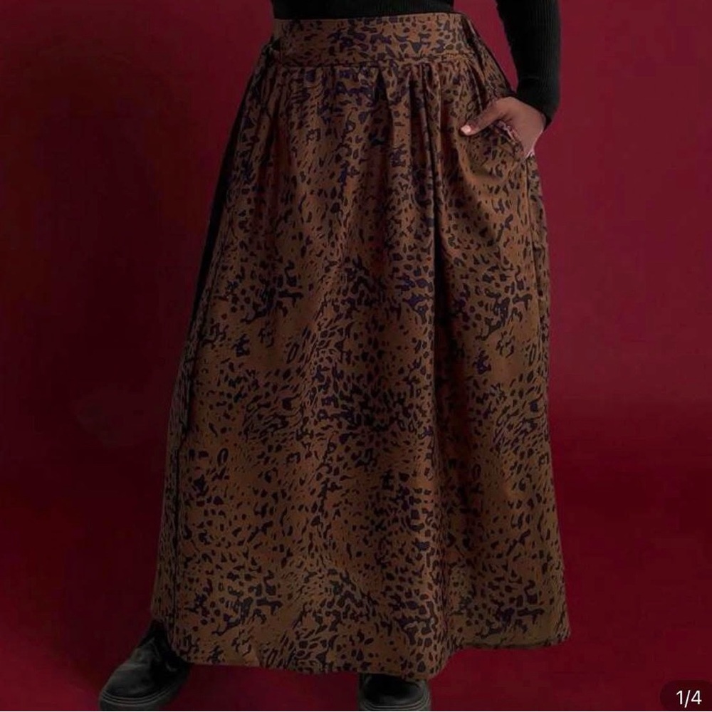 SHEIN Brown Leopard Maxi Skirt